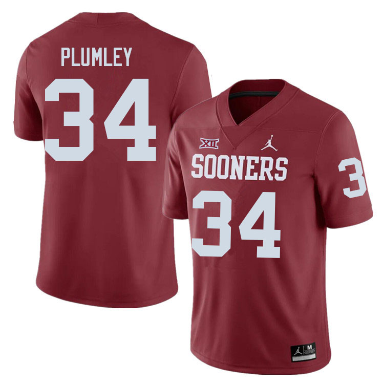 Men #34 Dorian Plumley Oklahoma Sooners College Football Jerseys Sale-Crimson - Click Image to Close